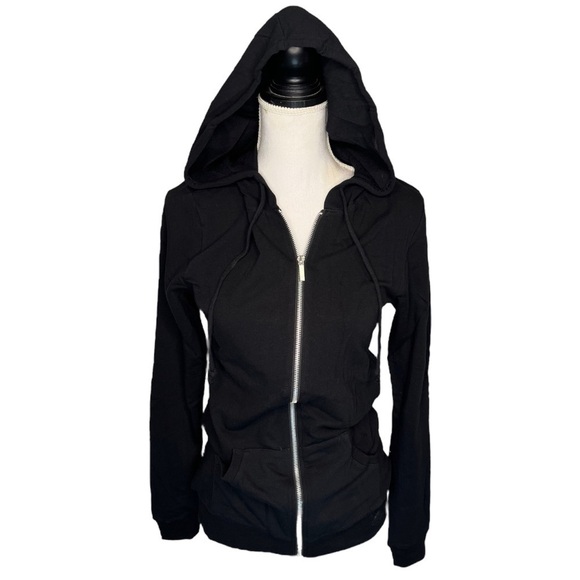 Tresics Metal Zip Up Sweatshirt Hoodie Pocket Drawstring Long Sleeve Black M - Picture 1 of 11